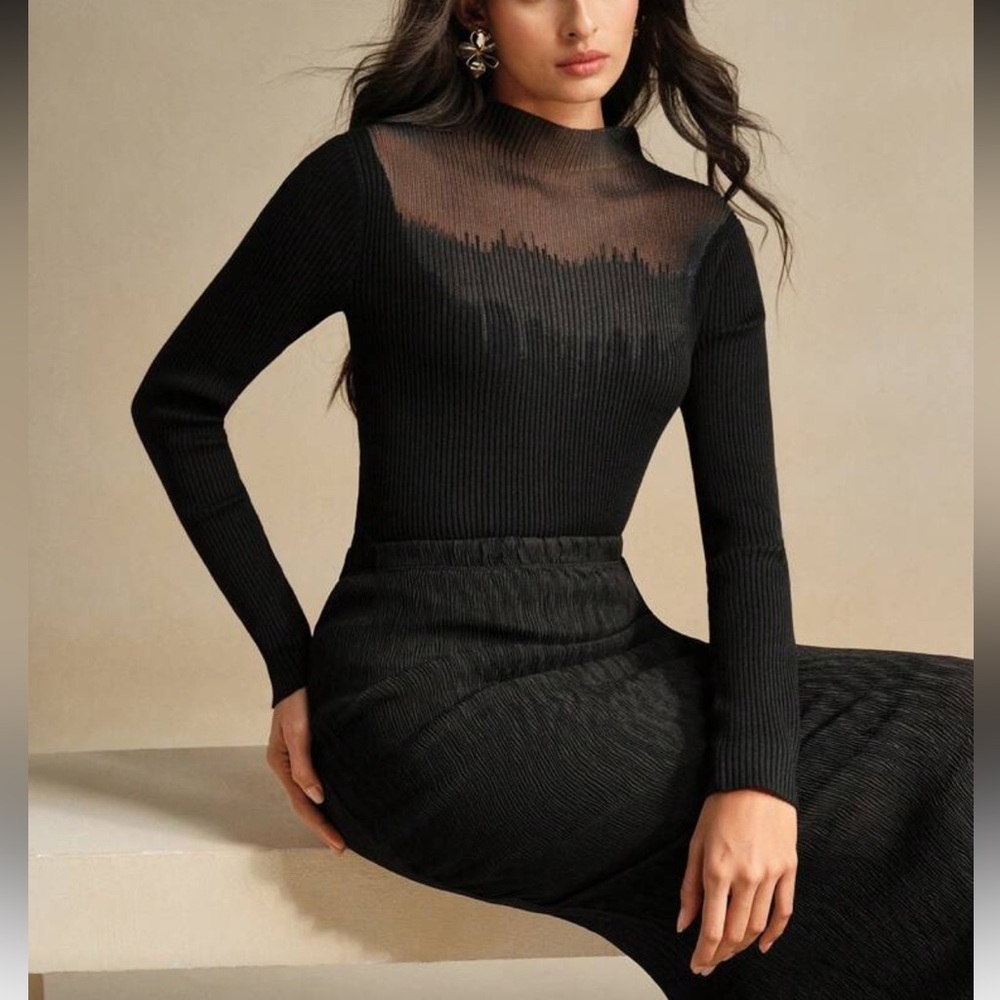 Elegant Black Ribbed Sweater